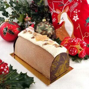 Buche chocolat noir & lait - caramel - praliné cacahuètes (6/8 Parts)