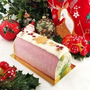 Buche Framboise -vanille Madagascar - rose naturelle - litchi (6/8 Parts)